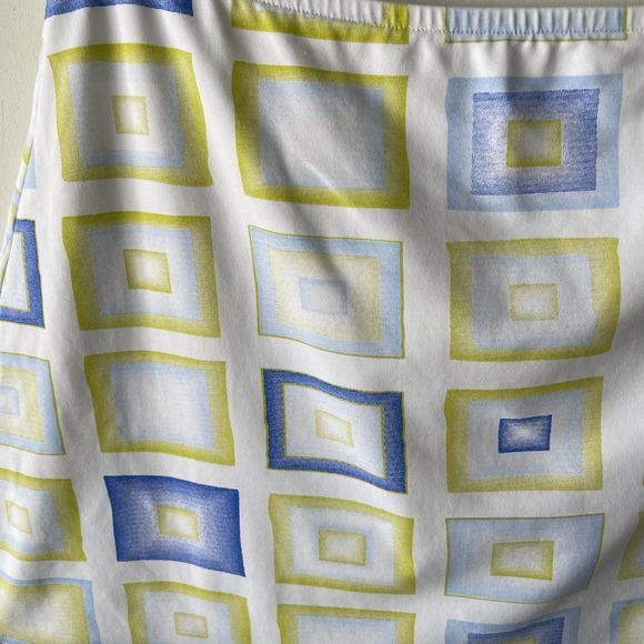 LBH Skirt Womens L White Green Blue Geometric Mini Retro Summer Party Festival - Picture 3 of 6